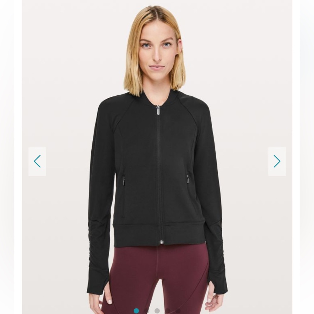 Rare! Lululemon Lab Essential Flex Jacket Coat Zip Up Black  8 Slim Nulu Ruching